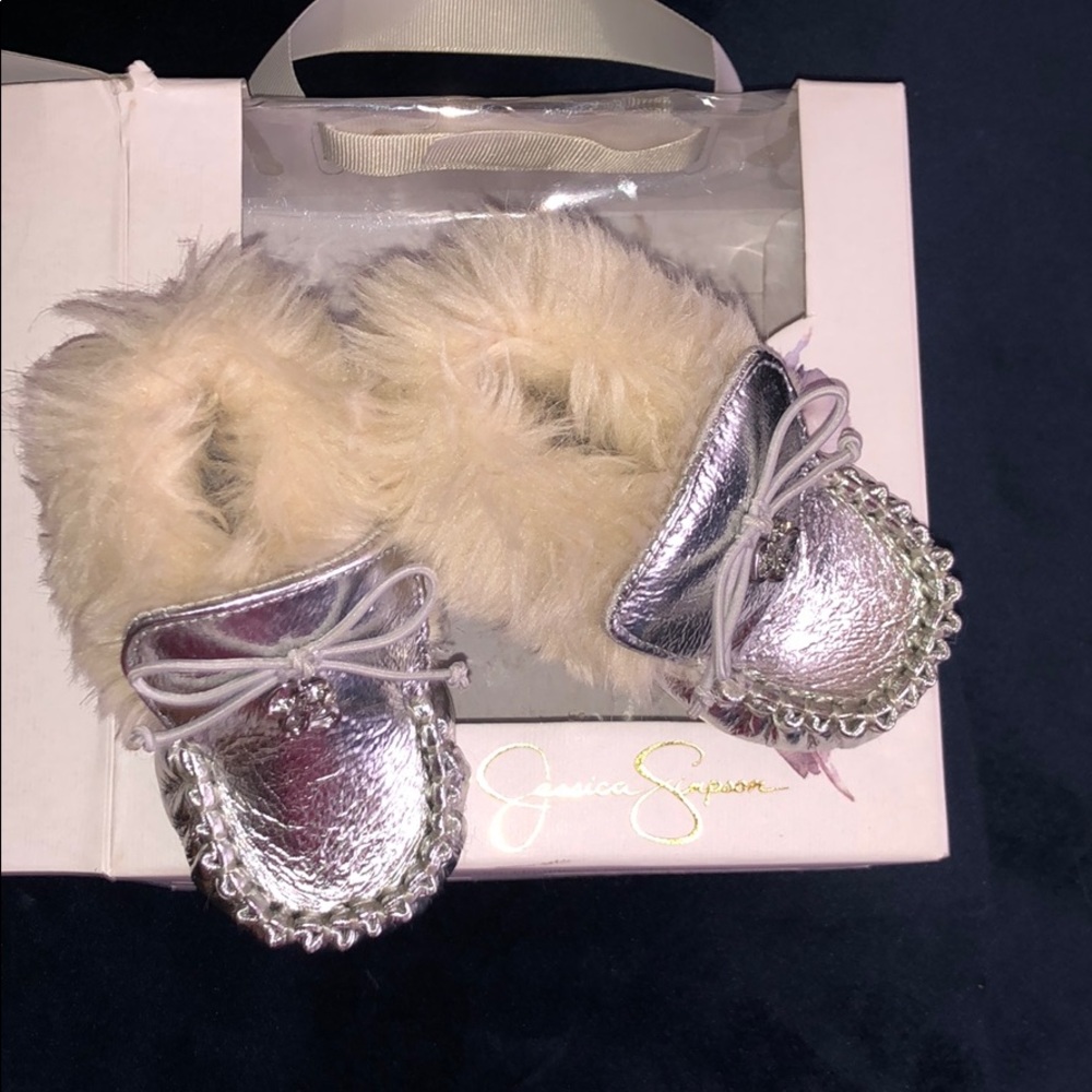 Silver baby girl booties